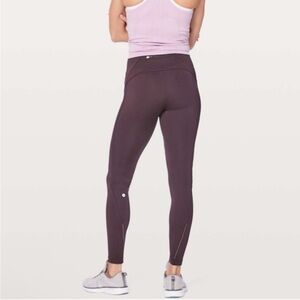 Lululemon Fast As Fleece Tight 28" Black Cherry Dark Purple Leggings Size 8
